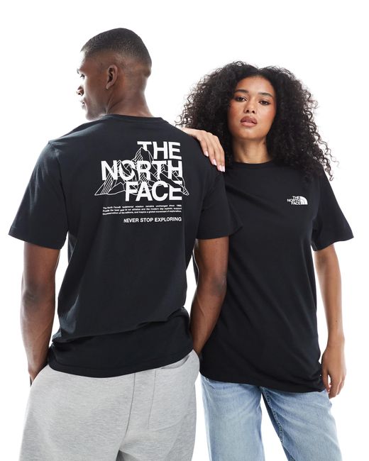 The North Face Black – mountain sketch – unisex-t-shirt