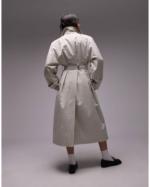 Ultimate - trench-coat à épaules oversize - sauge TOPSHOP en coloris Gray