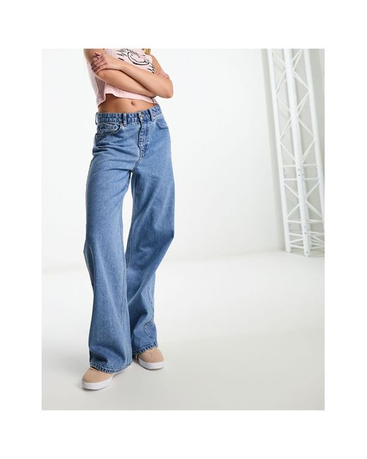ONLY Blue Maisie Low Waisted baggy Wide Leg Jeans