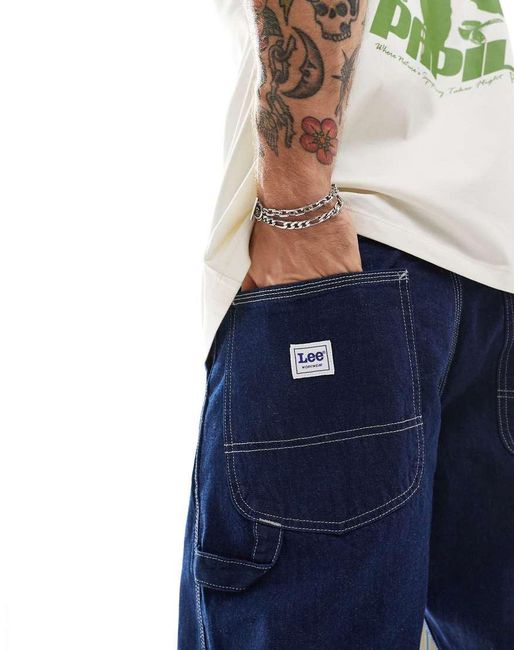 Lee Jeans Blue Relaxed Canvas Carpenter Trousers