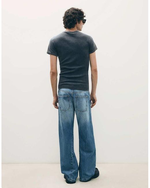 Bershka Blue Boot-cut Jeans for men