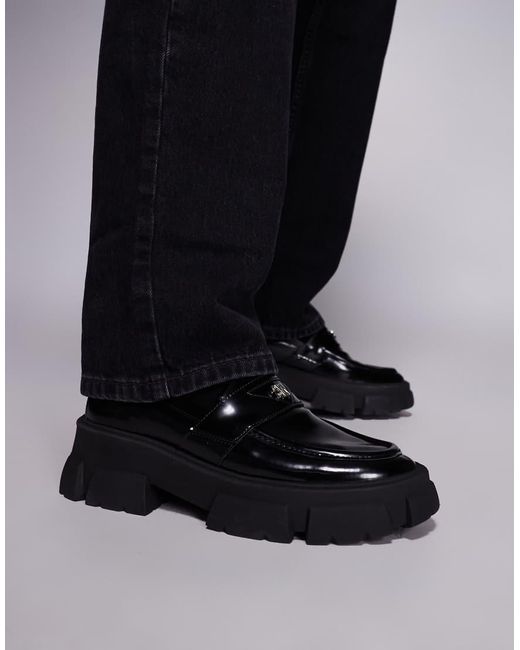 Steve Madden Black Talsy Chunky Sole Loafers for men