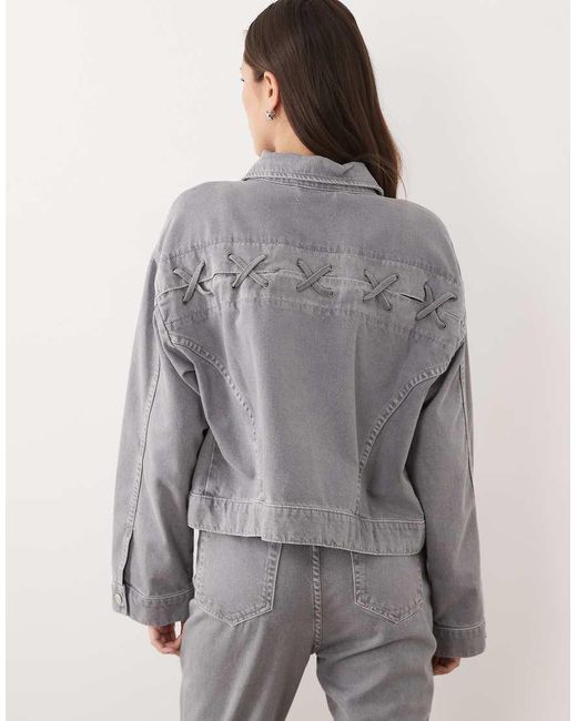 ASOS Gray Denim Lace Up Jacket Co-ord