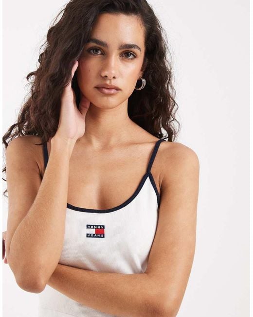 Tommy Hilfiger White Badge Logo Mini Strappy Dress