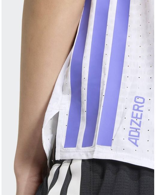 Adidas Originals White Adizero Running Singlet