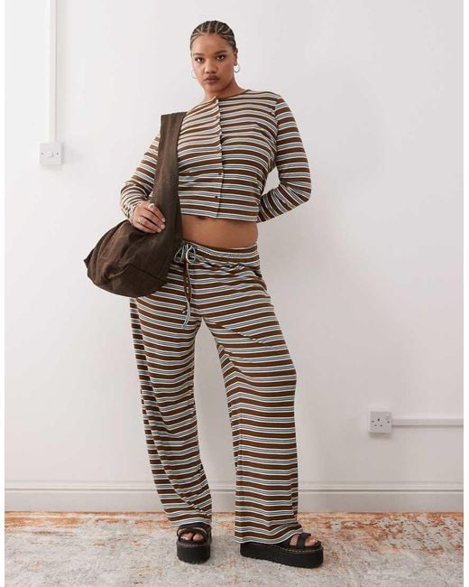 Collusion Brown Plus Ribbed Cardigan