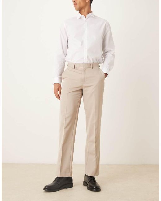 ASOS Natural Smart Straight Leg Pants for men