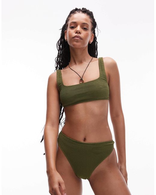 & Other Stories Multicolor Crinkle Scoop Front Bikini Top With Low Back