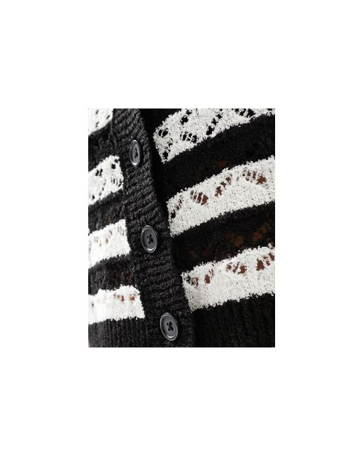 ASOS Black – polohemd aus strick mit -weißen streifen