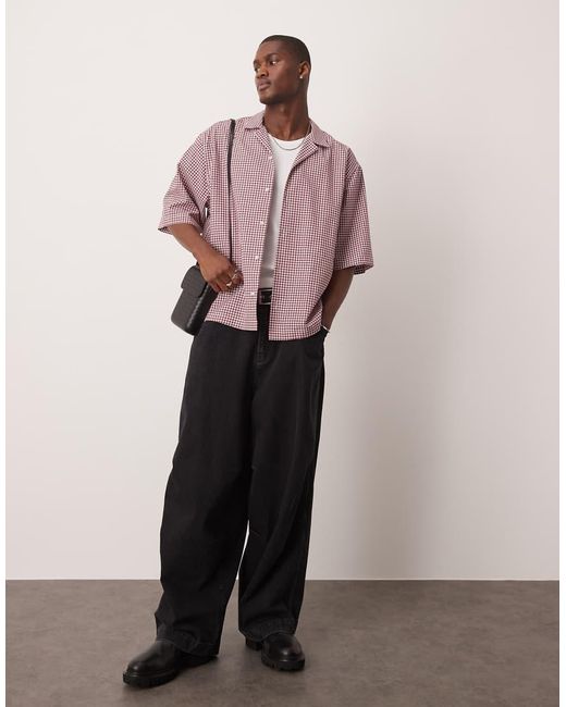 ASOS Oversized Overhemd Met Rechte Pasvorm En Halve Mouwen in het Pink voor heren