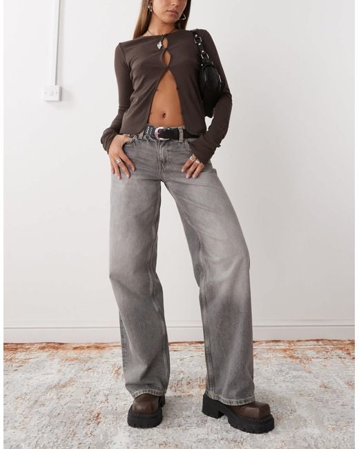 Ample - jean baggy à taille basse - délavé Weekday en coloris Gray