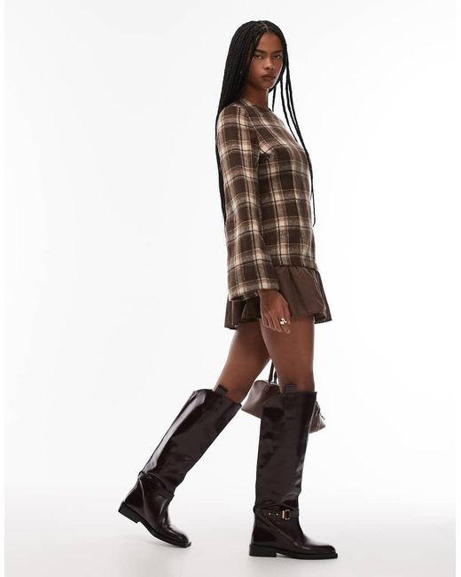 ASOS Brown Hybrid Dropped Waist Mini Dress