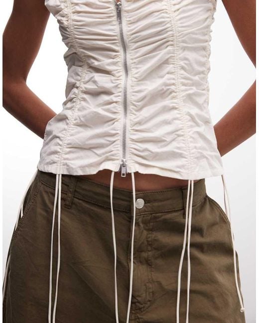 Weekday White Gathered Detail Top With Zip