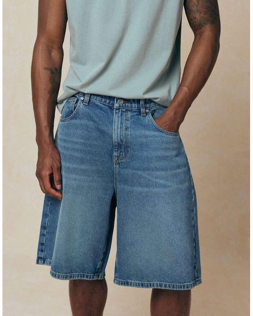 ASOS Blue Loose Denim Jorts for men