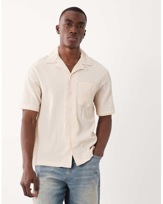 River Island Natural Regular Fit Seersucker Shirt for men