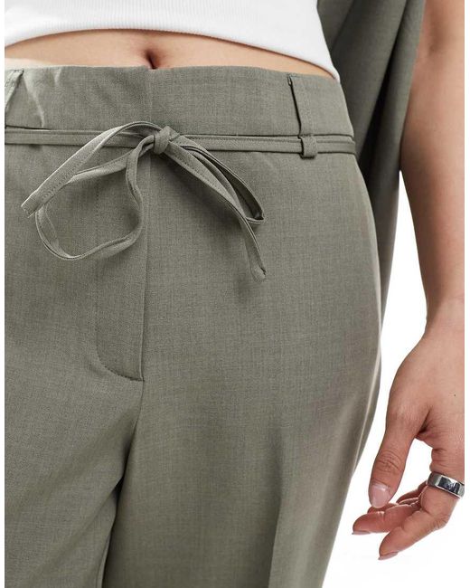 ONLY Green Straight Leg Tailored Trousers Co-Ord With String Detail