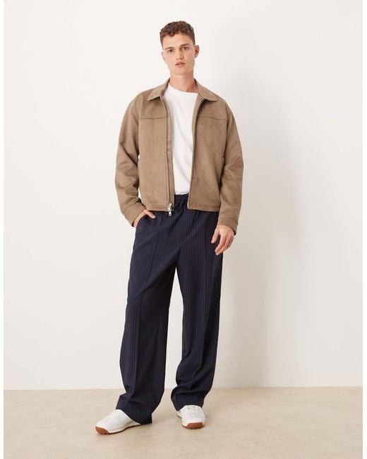 Abercrombie & Fitch Licht Cropped Jack Van Suède Met Rits in het Blue voor heren