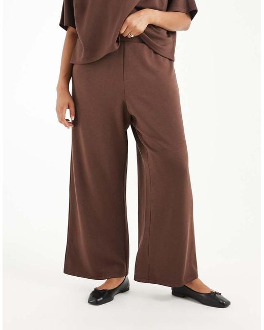 Pieces Plus Brown Pieces Curve Slouchy Wide Leg Joggers Co-Ord