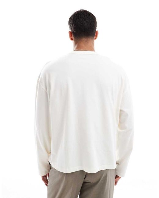 ASOS White Heavyweight Oversized Boxy Long Sleeve T-Shirt for men