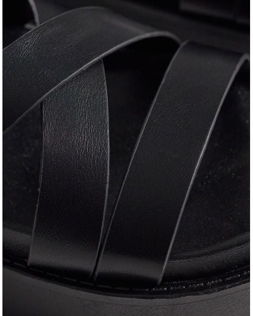 SEQWL Black Strappy Flatform Sandals