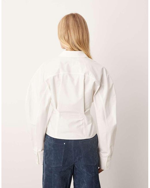 Camisa Blanca Moldeada De Algodón Grueso De ARRANGE de color Blue