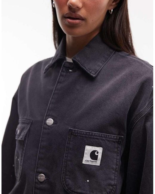 Carhartt Blue Og Michigan Denim Jacket With Paint Splatter Effect Co-ord