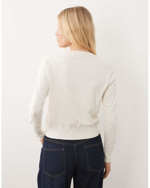 Polo Ralph Lauren White Icon Logo Fine Knit Cardigan