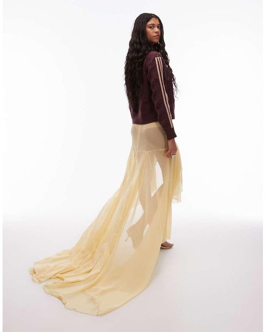 ASOS Multicolor Chiffon Maxi Skirt With Ruffles And High Low Hem