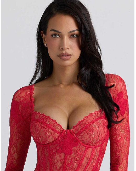 House Of Cb Lucienne Lace Embroidered Mini Dress