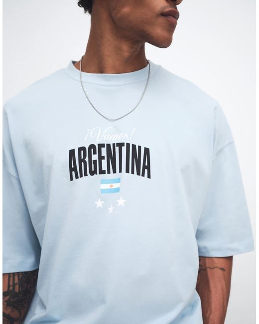 ASOS White Oversized T-Shirt With Argentina Football Graphic for men