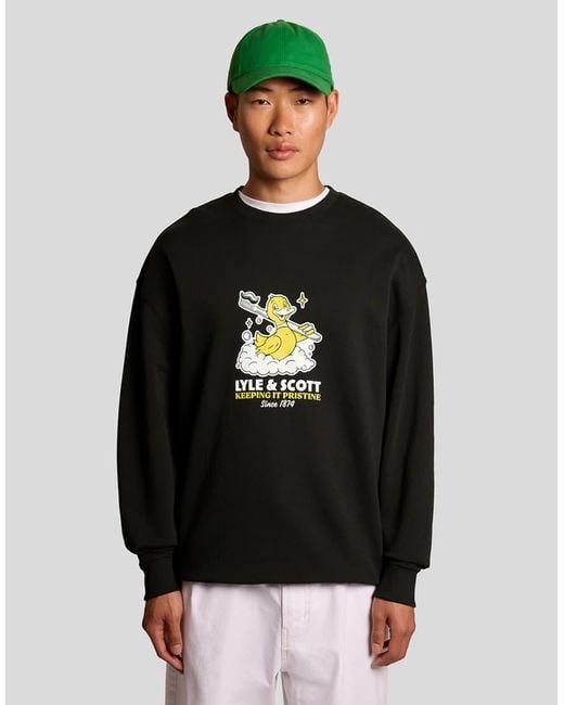Lyle & Scott Black Mid Layers Rubber Duck Graphic Sweatshirt for men