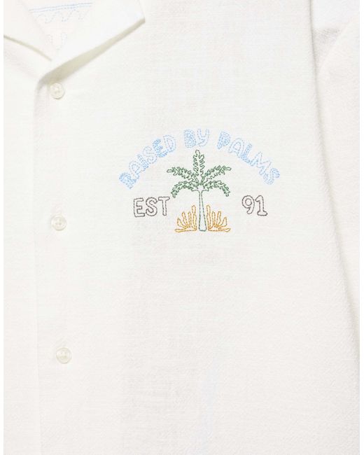 Pull&Bear – kurzärmliges hemd in Natural für Herren