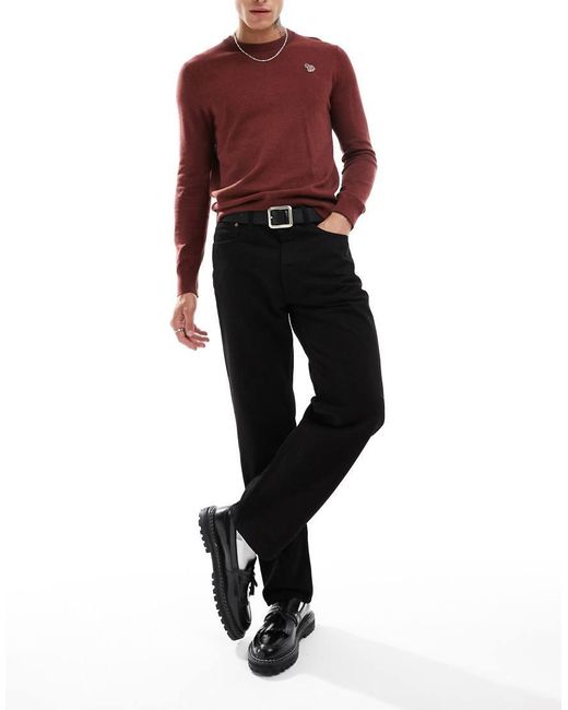 Maglione Bordeaux Con Righe A Contrasto Sui Bordi E Logo Della Zebra di Paul Smith in Red da Uomo