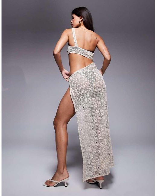ASOS Gray Rina Raffia Flower Maxi Beach Dress