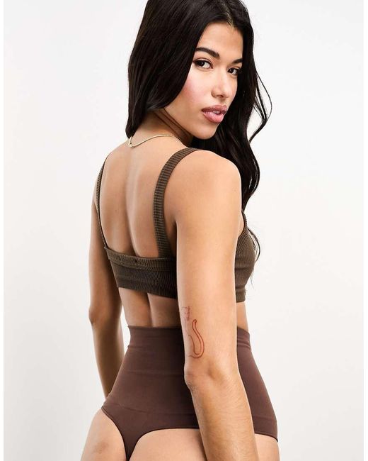 Vero Moda Brown Seamless High Waisted Thong