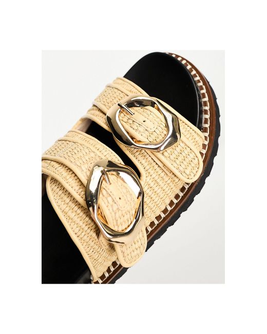 River Island Raffia Double Buckle Sandals in Red Lyst