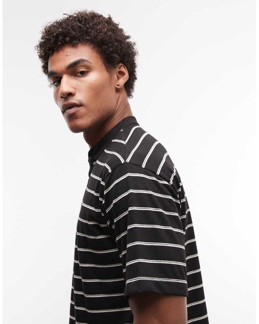 ASOS Black Relaxed T-shirt With Henley Neck for men