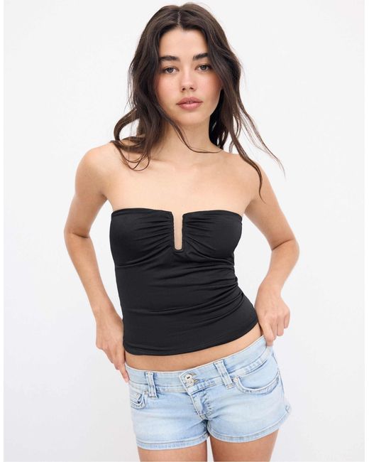Crop top drapé Stradivarius en coloris Blue