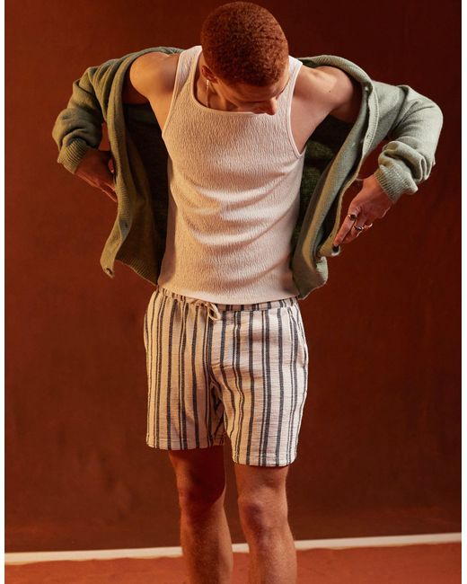 ASOS – schwere, strukturierte, schmal geschnittene shorts in Brown für Herren