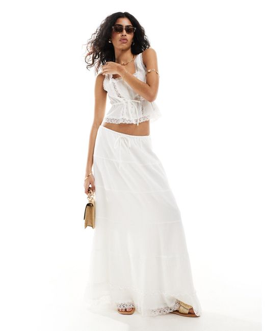 Something New White Styled By Claudia Bhimra Boho Maxi Skirt With Lace Deatil Co-ord