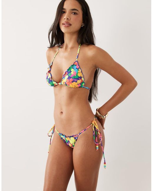 Kulani Kinis Green Neon Sunset Thong Tieside Bikini Bottom