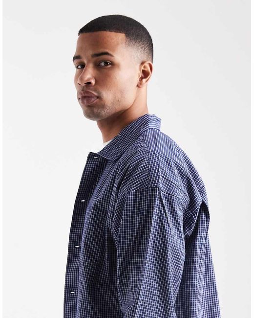 Jack & Jones Blue Check Boxy Shirt for men
