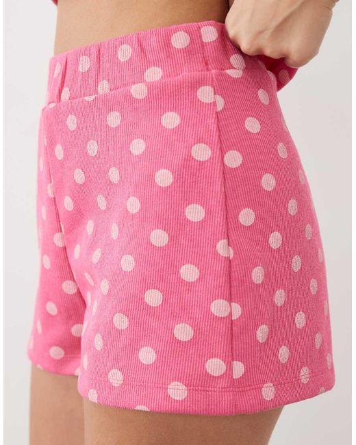 Miss Selfridge Pink Soft Rib Short
