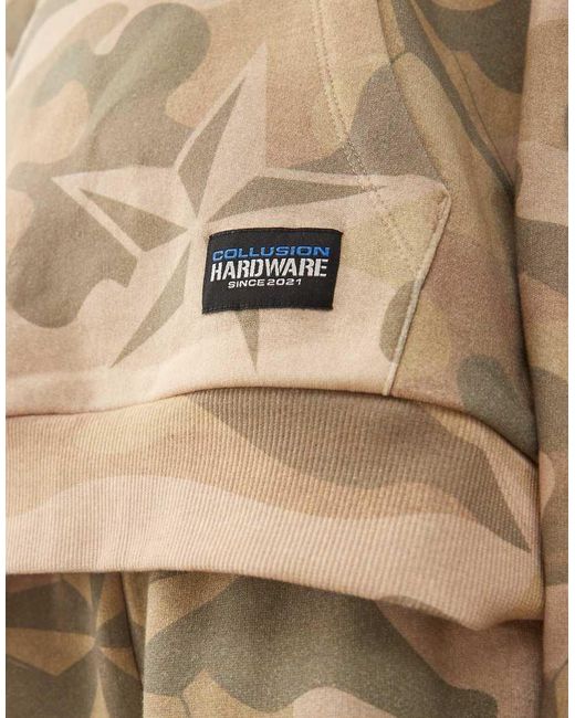 Collusion Metallic Camo Print Boxy Hoodie
