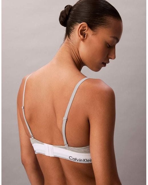 Sujetador Triangular Poscirugía Con Forro Ligero Icon Cotton Modal De Calvin Klein de color White