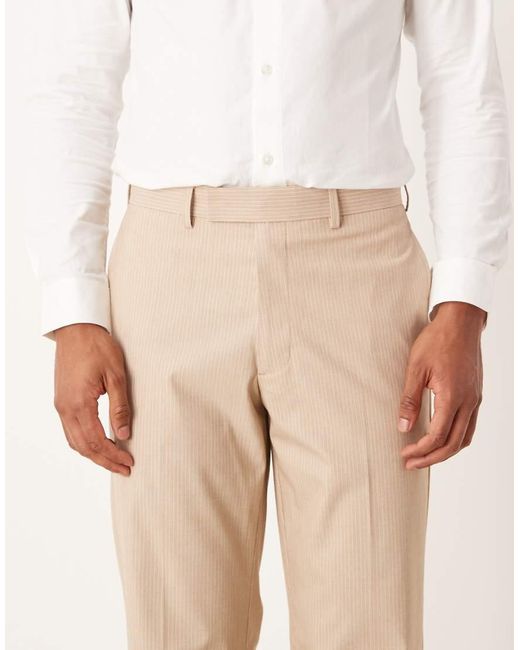 ASOS Natural Straight Leg Suit Trousers for men
