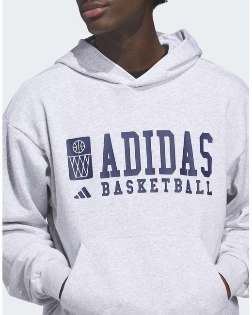Adidas Originals White Basketball Graphic Hoodie for men