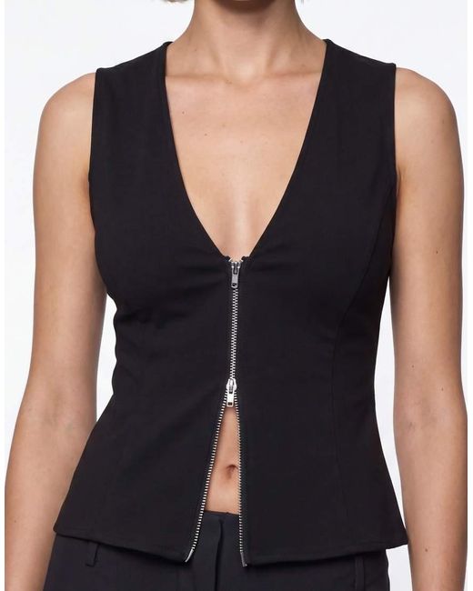 Weekday Black Zip Up Woven Top