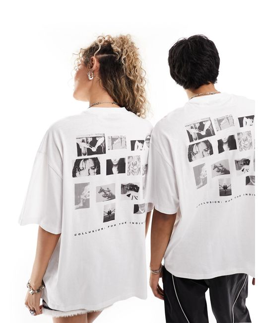 Camiseta blanca con estampado fotográfico Collusion de color White