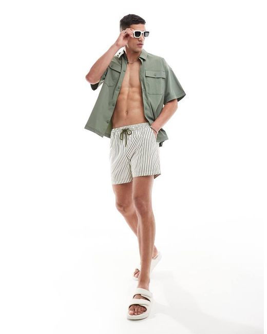 South Beach Gestreepte Zwemshort in het Green voor heren